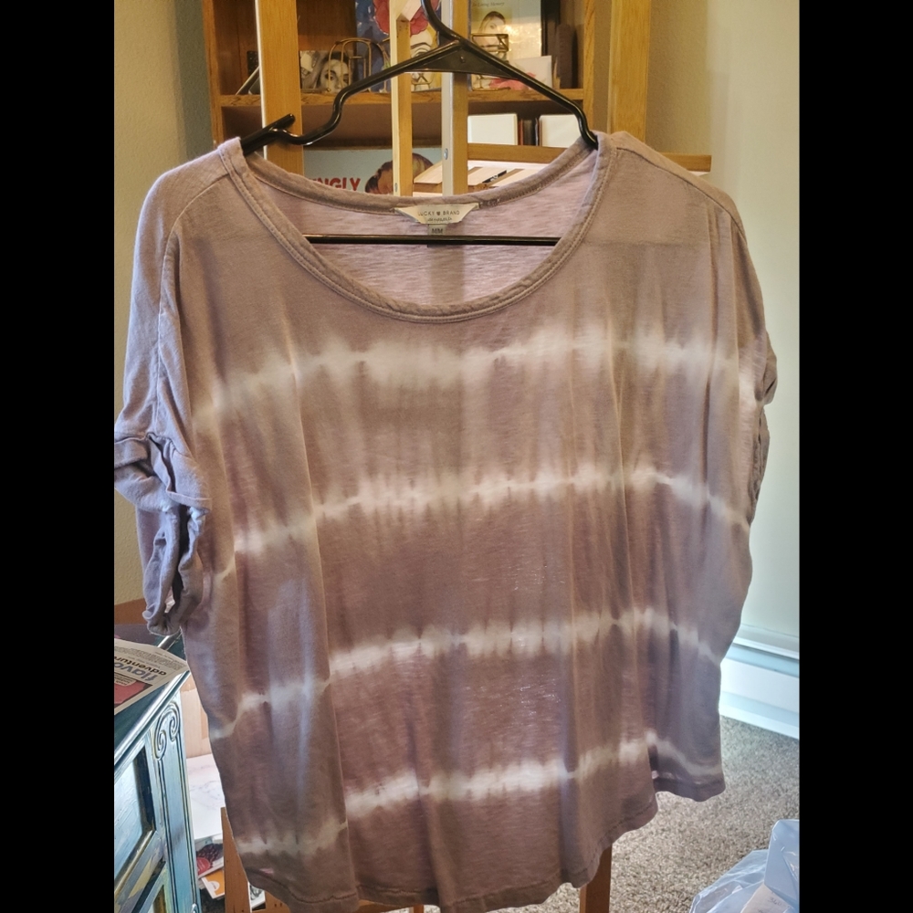 Purple striped tiedye shirt- Medium